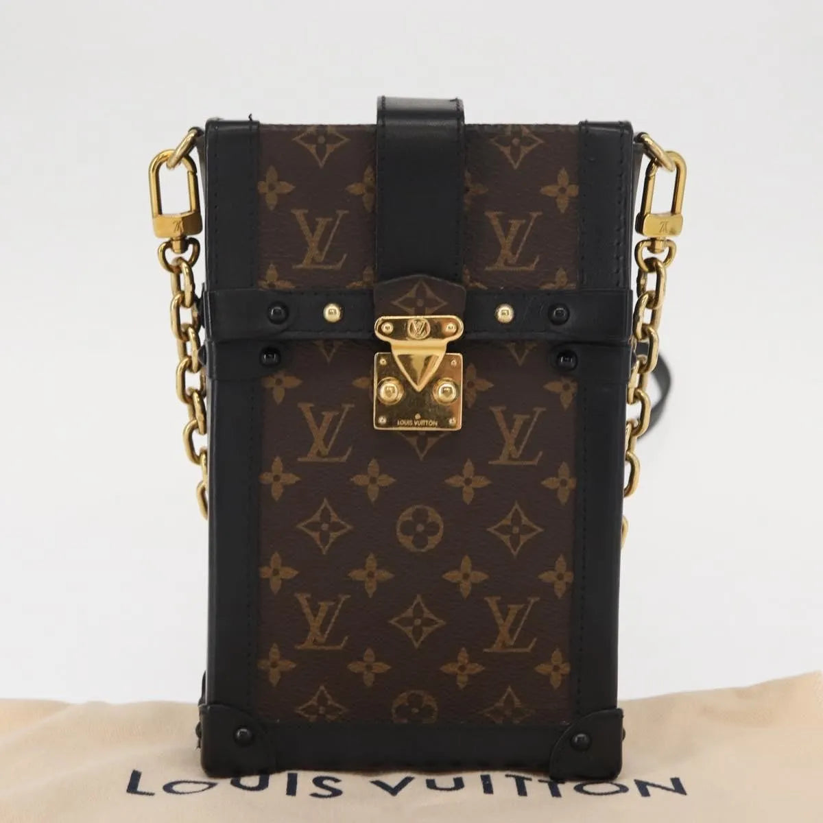 Louis Vuitton Vertical Trunk Pochette Monogram Canvas, Brown, Canvas, Clutch