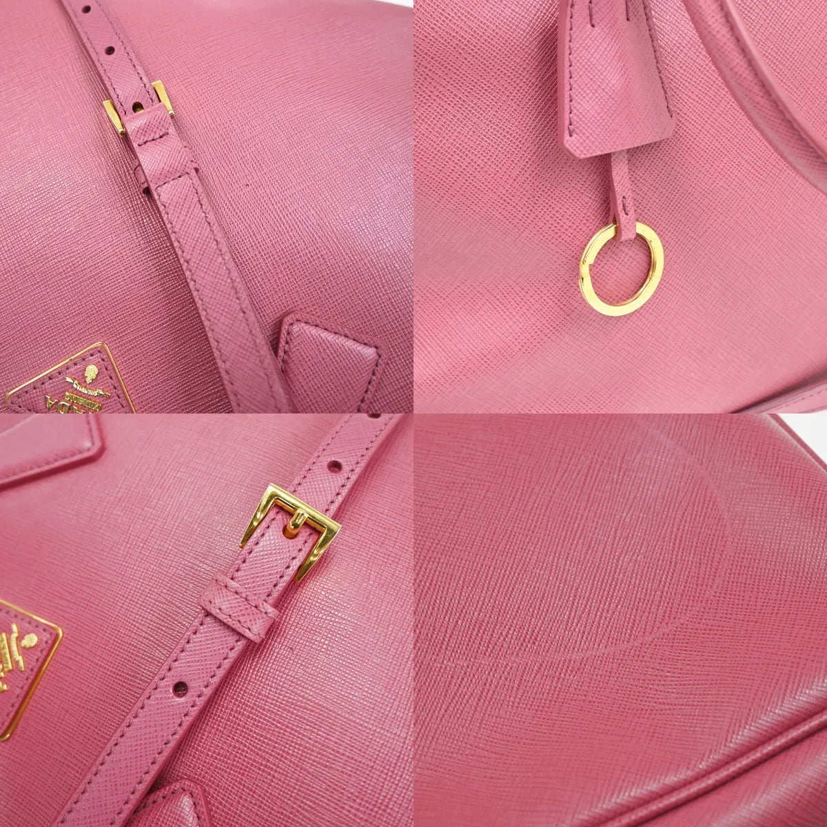 Prada Double Zip Lux Tote Saffiano Leather, Pink, Leather, Handbag