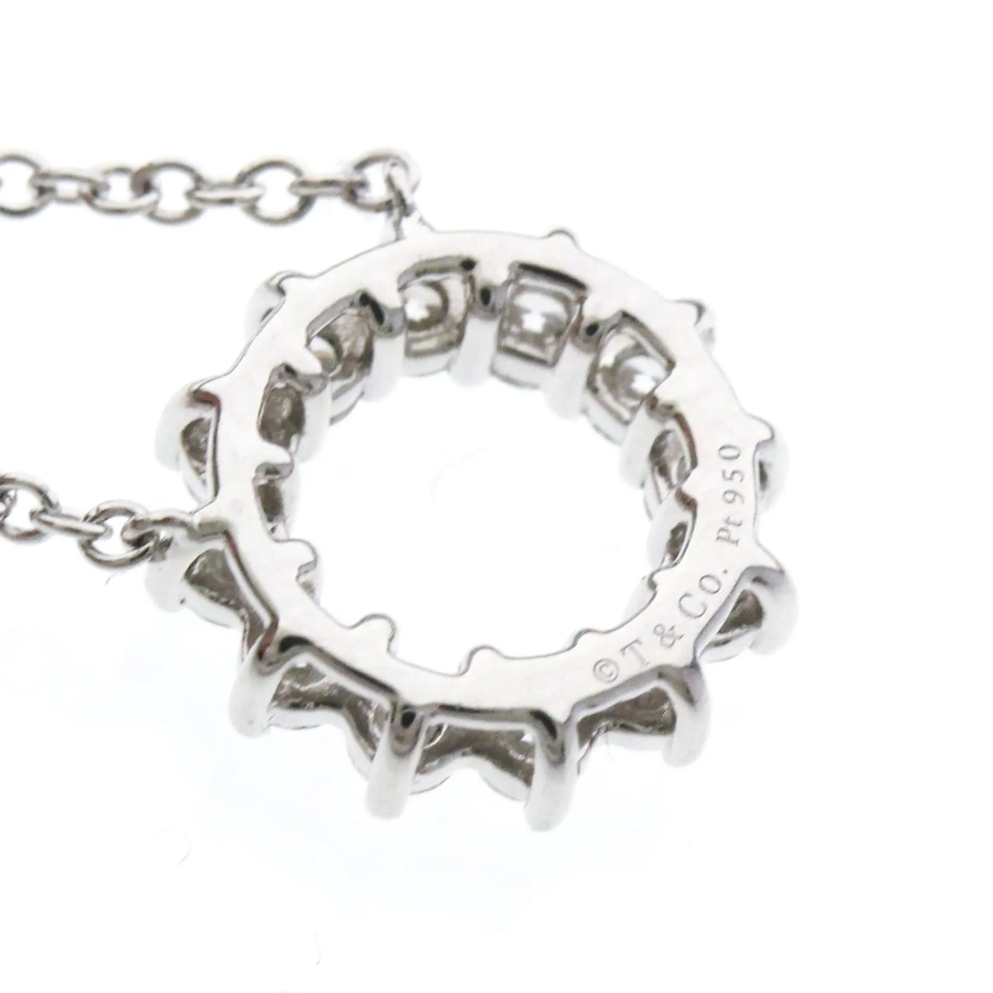 Tiffany & Co. Open Circle Pendant Platinum with Diamonds, Silver, Platinum, Necklace