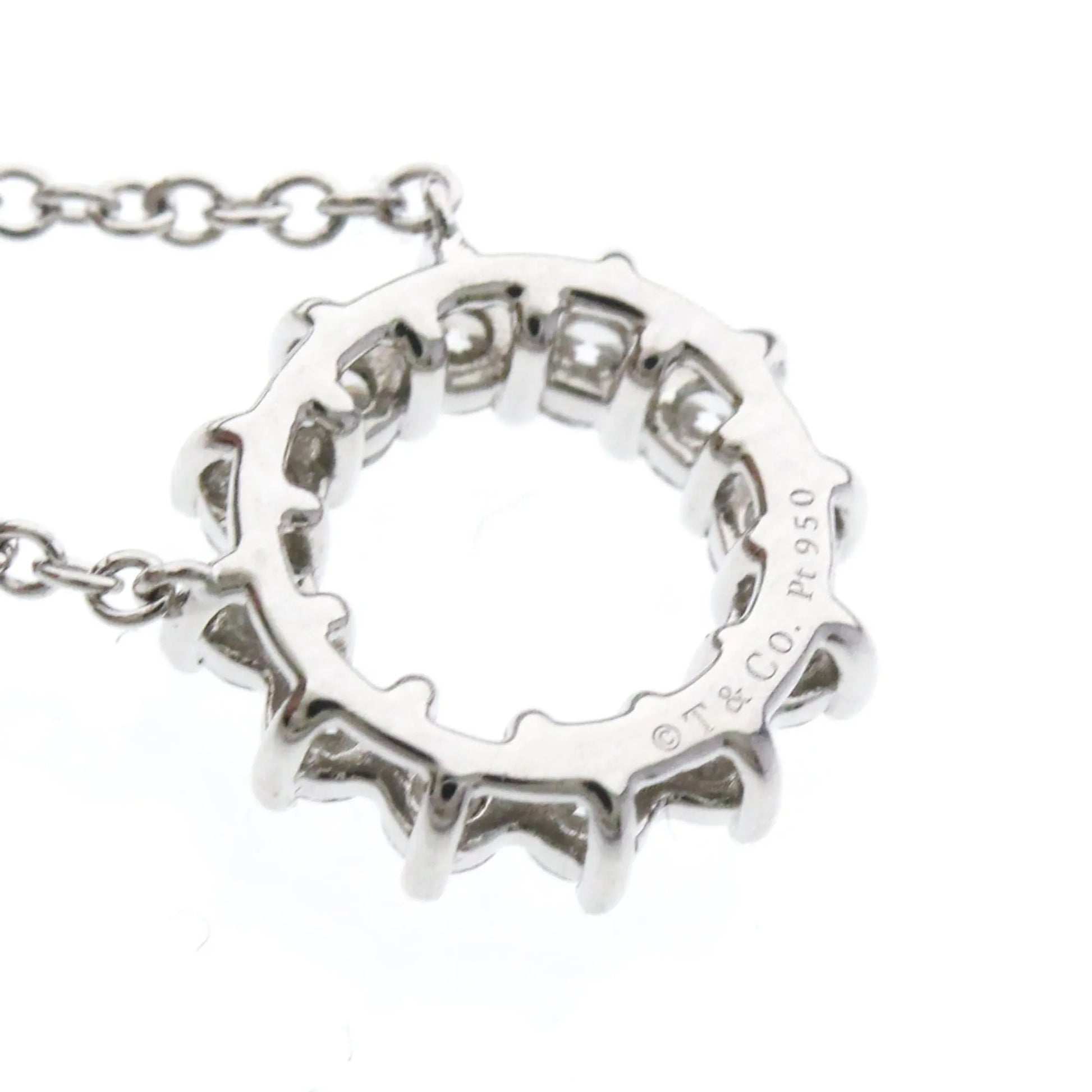 Tiffany & Co. Open Circle Pendant Platinum with Diamonds, Silver, Platinum, Necklace