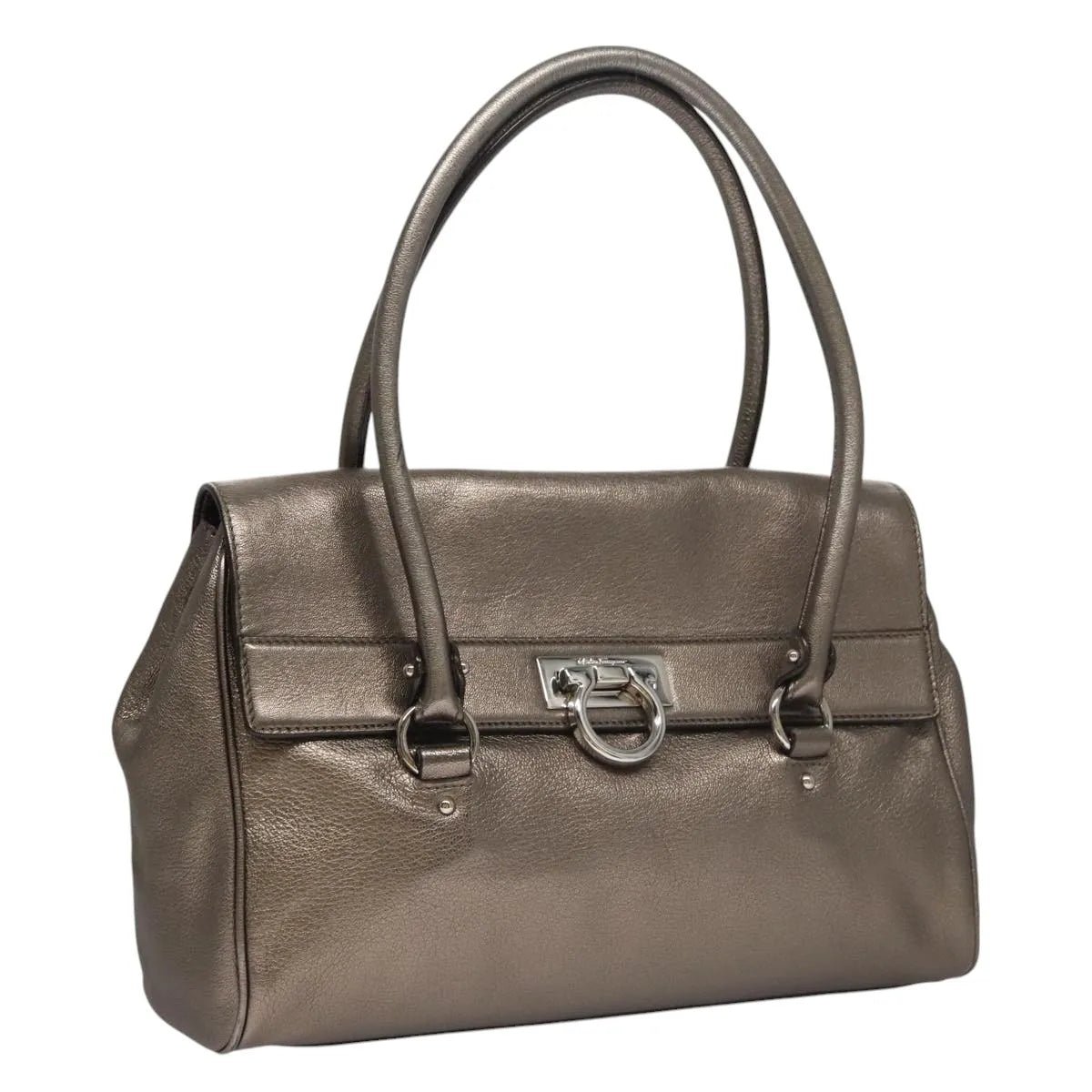 Salvatore Ferragamo Sofia Satchel Leather, Silver, Leather, Handbag
