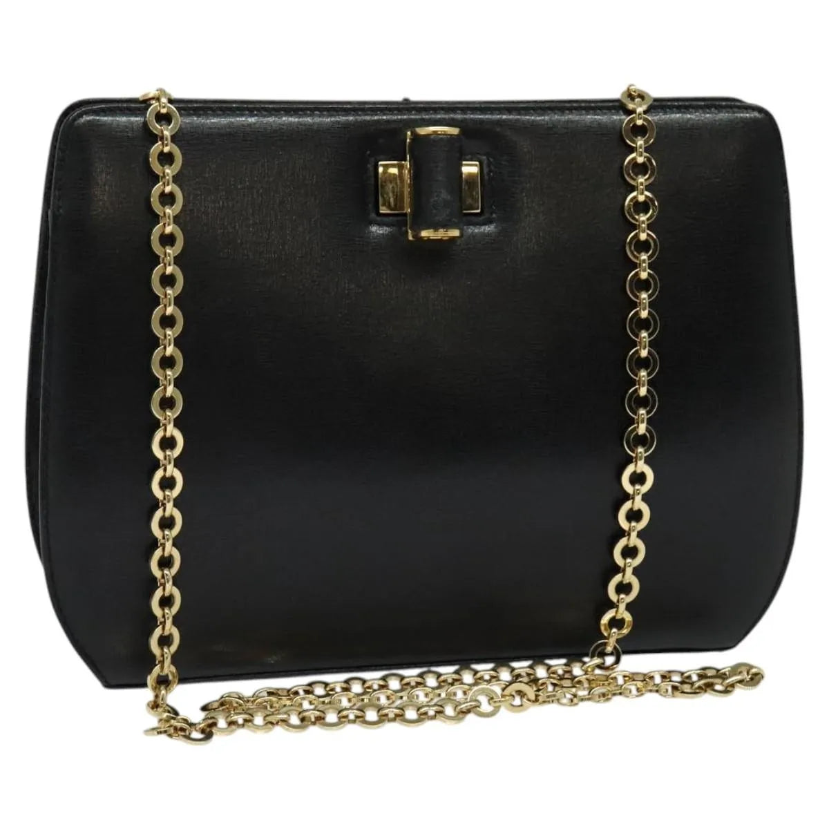 Salvatore Ferragamo Shoulder Leather, Black, Leather, Shoulder Bag