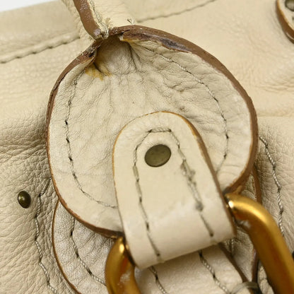 Chloe Paddington Lock Leather, Beige, Leather, Handbag