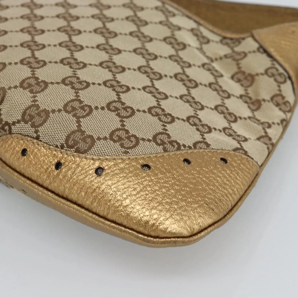 Gucci Vintage Jackie O Chain Hobo GG Canvas, Beige, Canvas, Handbag
