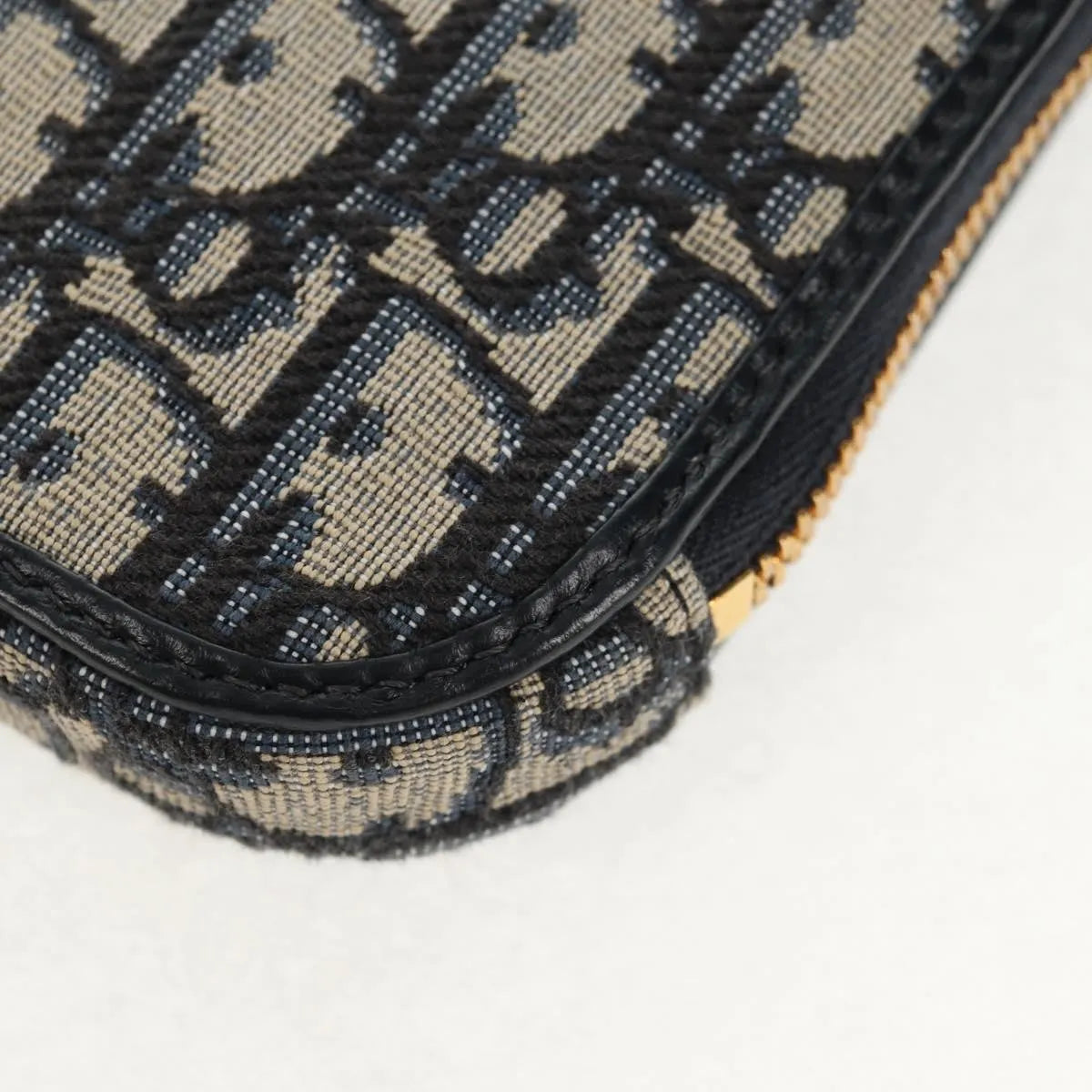 Christian Dior 30 Montaigne Phone Holder on Chain Oblique Canvas, Navy, Canvas, Clutch