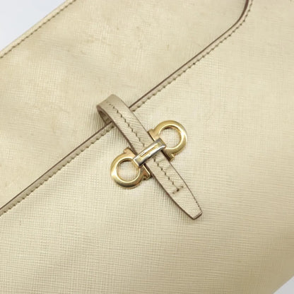 Salvatore Ferragamo Gancini Leather, Gold, Leather, Shoulder Bag