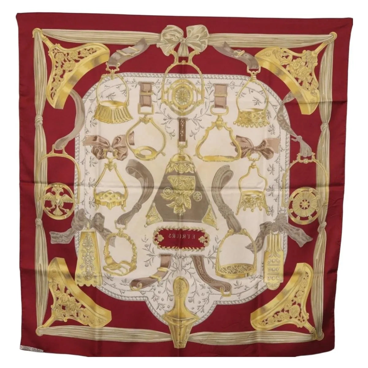 Hermes Carré 90 Silk multicolor, Burgundy, Silk, Scarf