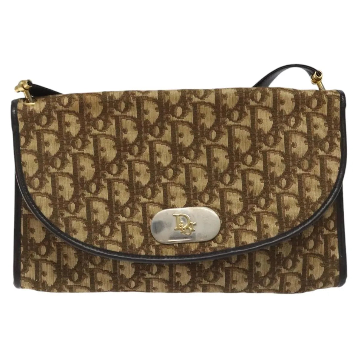 Christian Dior Vintage Trotter Flap Canvas, Brown, Canvas, Shoulder Bag