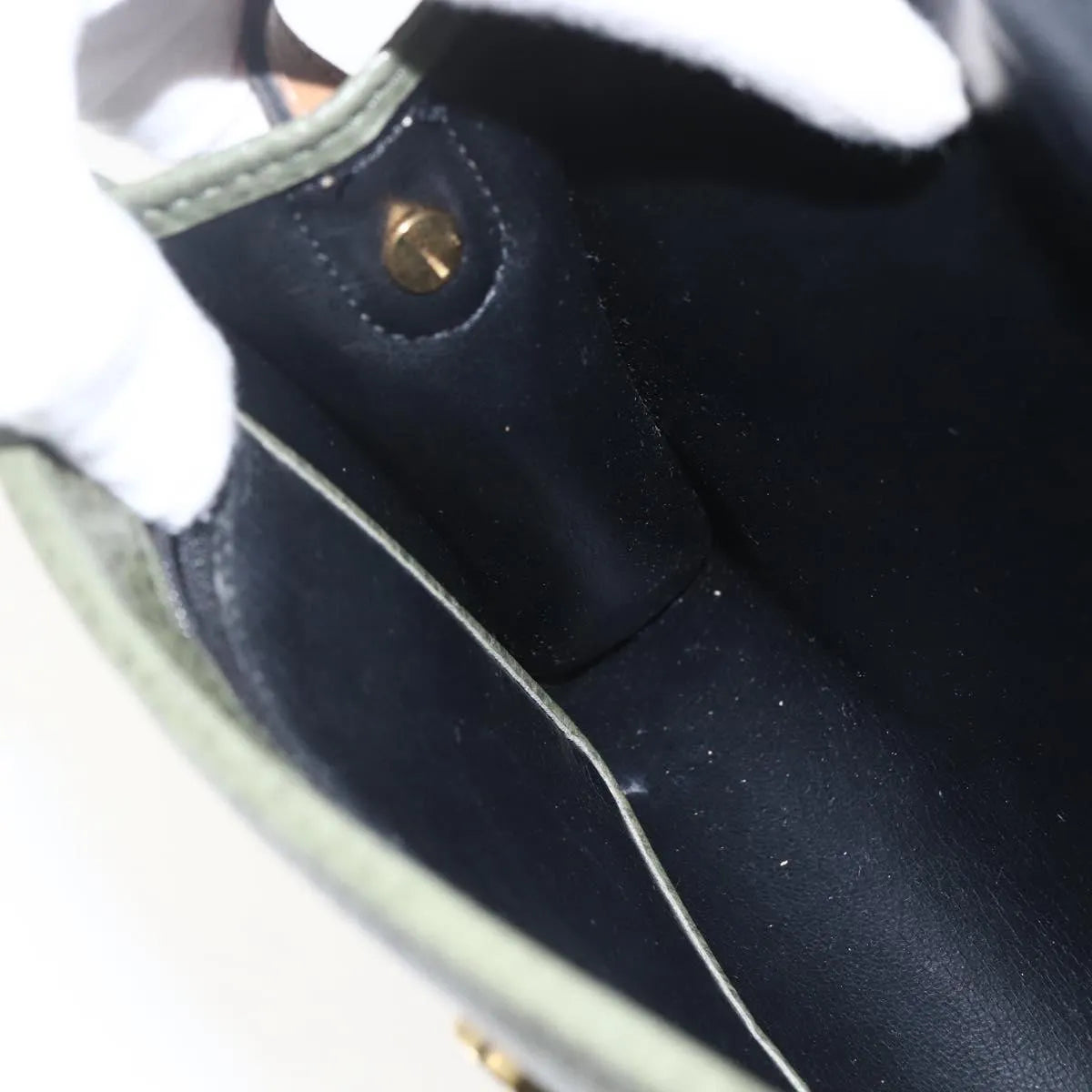 Christian Dior Vintage Leather, Khaki, Leather, Shoulder Bag