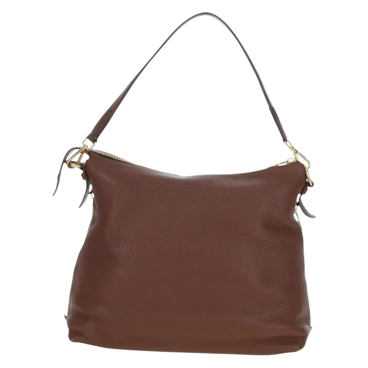 Prada Side Zip Hobo Soft Calf, Brown, Leather, Shoulder Bag