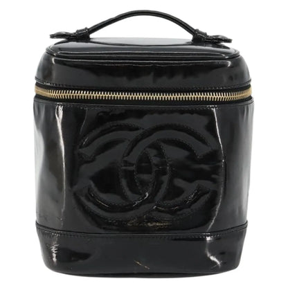 Chanel Vintage Timeless Cosmetic Case Patent, Black, Patent Leather, Handbag