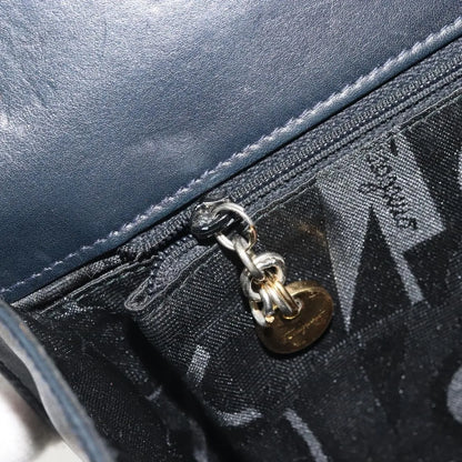 Salvatore Ferragamo Vintage Gancini Chain Leather, Navy, Leather, Shoulder Bag