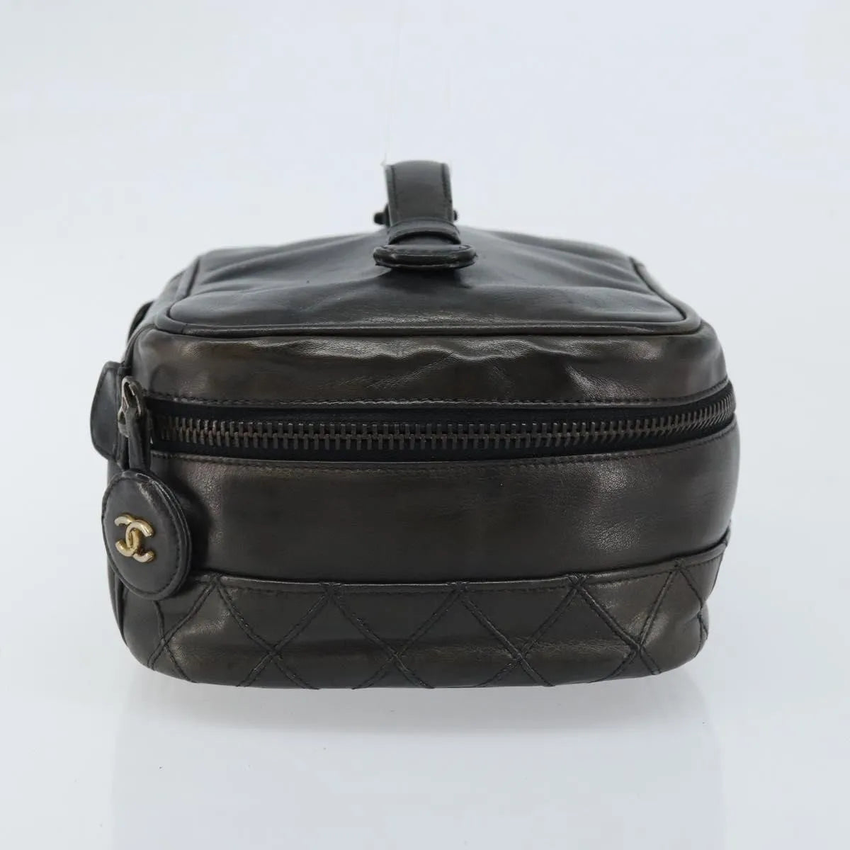 Chanel Vintage Cosmetic Case Lambskin, Black, Leather, Clutch