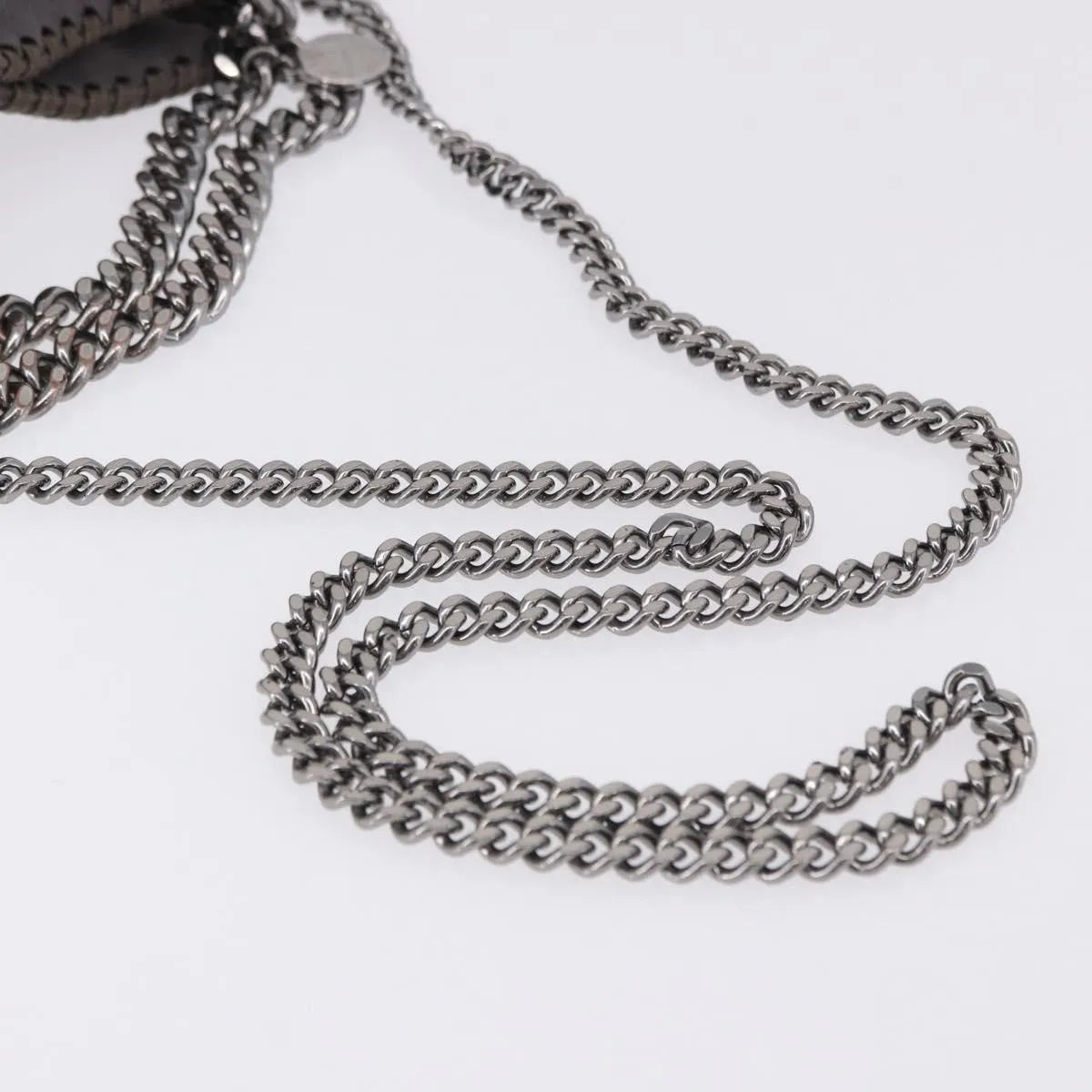 Stella McCartney Falabella Fold Over Faux Leather, Gray, Polyester, Shoulder Bag