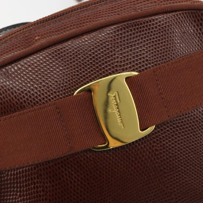 Salvatore Ferragamo Vara Bow camera Leather, Brown, Leather, Shoulder Bag