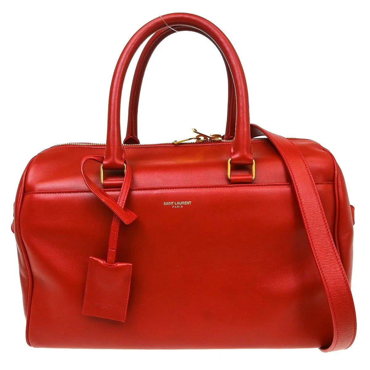Saint Laurent Classic Duffle Leather, Red, Leather, Handbag