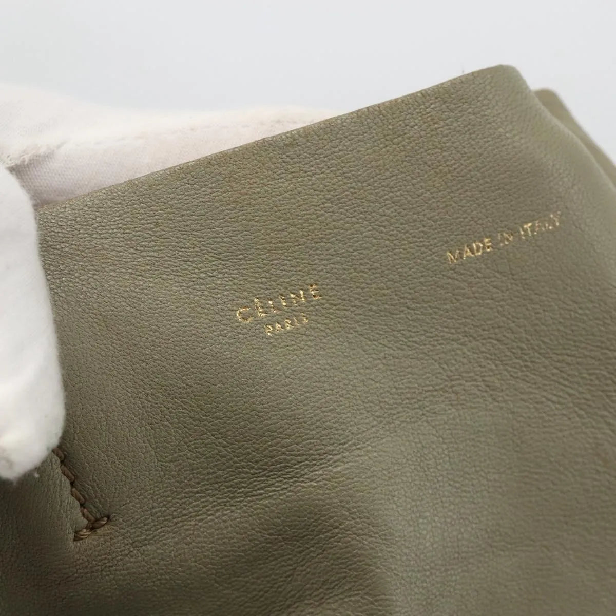 Celine Vertical Bi-Cabas Tote Leather, Beige, Leather, Tote Bag