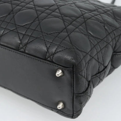 Christian Dior Vintage Lady Dior Tote Cannage Quilt Lambskin, Black, Leather, Tote Bag