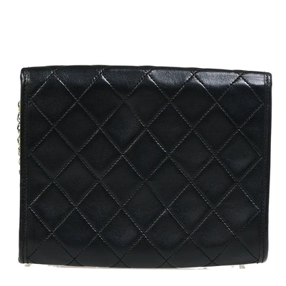 Chanel Vintage Round Flap Quilted Lambskin, Black, Leather, Handbag