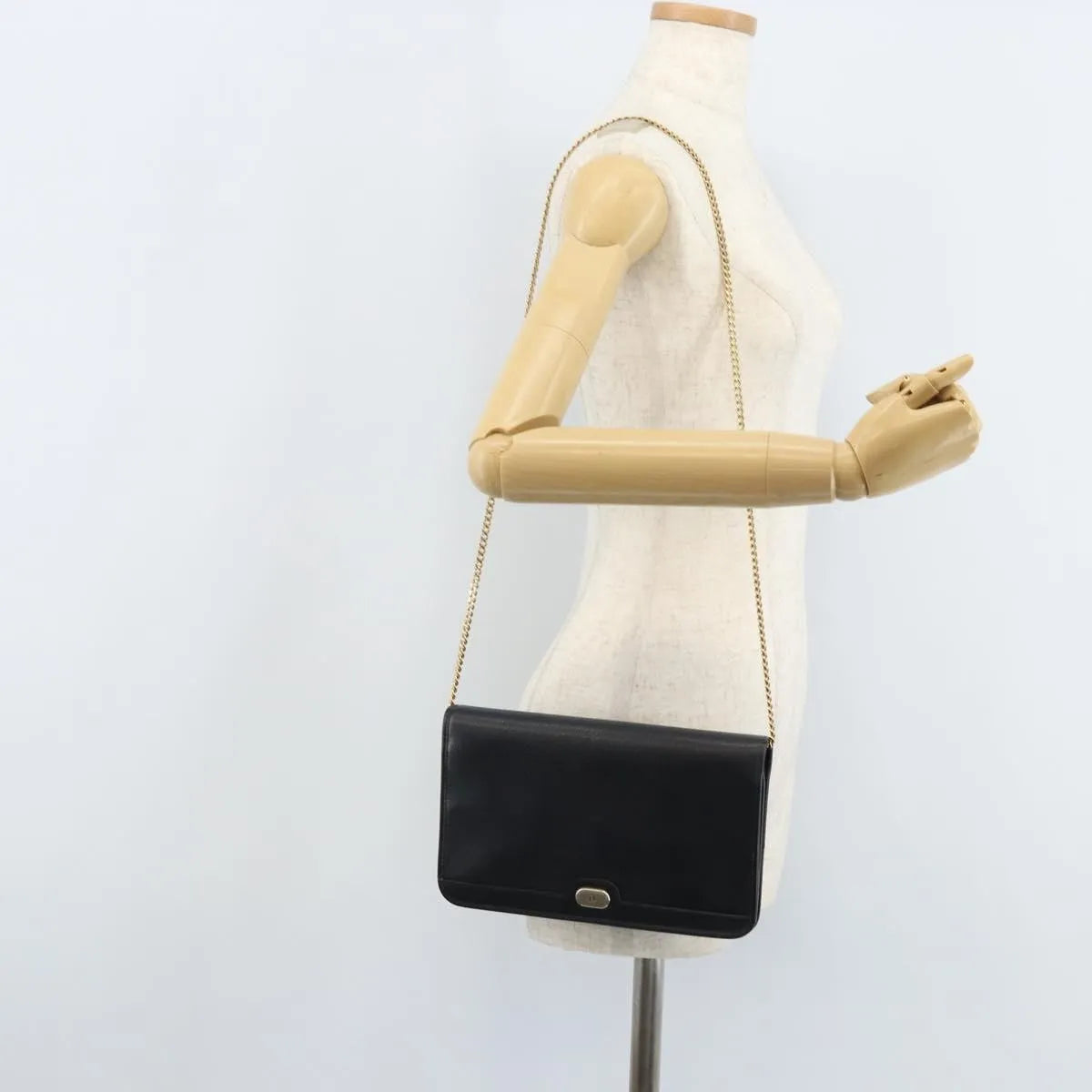 Christian Dior Vintage Honeycomb chain Canvas, Black, Canvas, Shoulder Bag