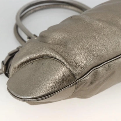 Salvatore Ferragamo Gancini Leather, Silver, Leather, Handbag