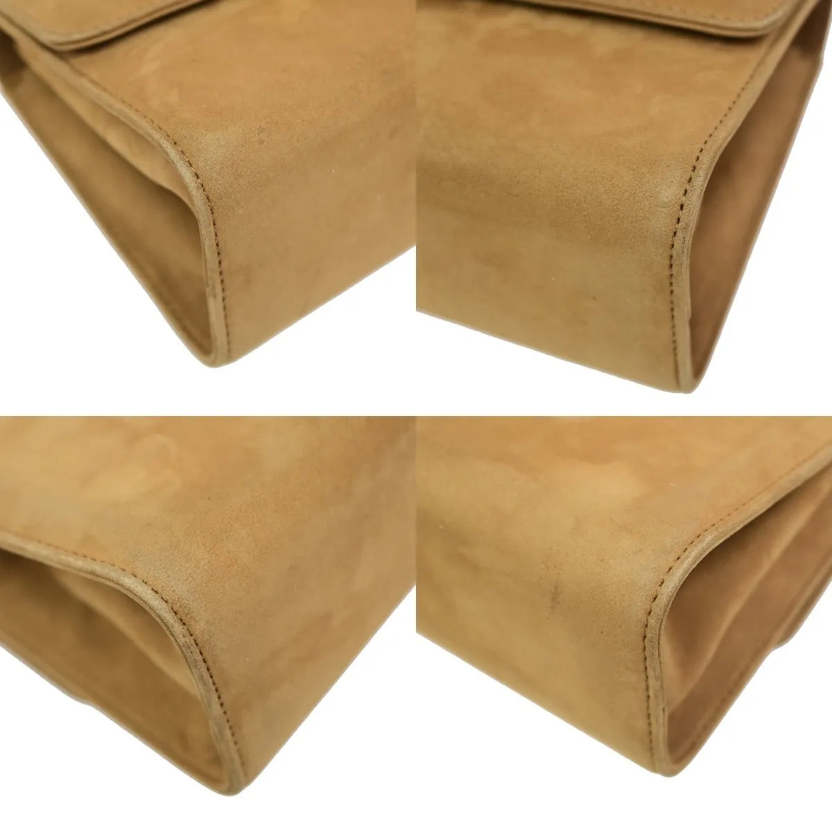Salvatore Ferragamo Gancini Flap Suede, Beige, Suede, Shoulder Bag