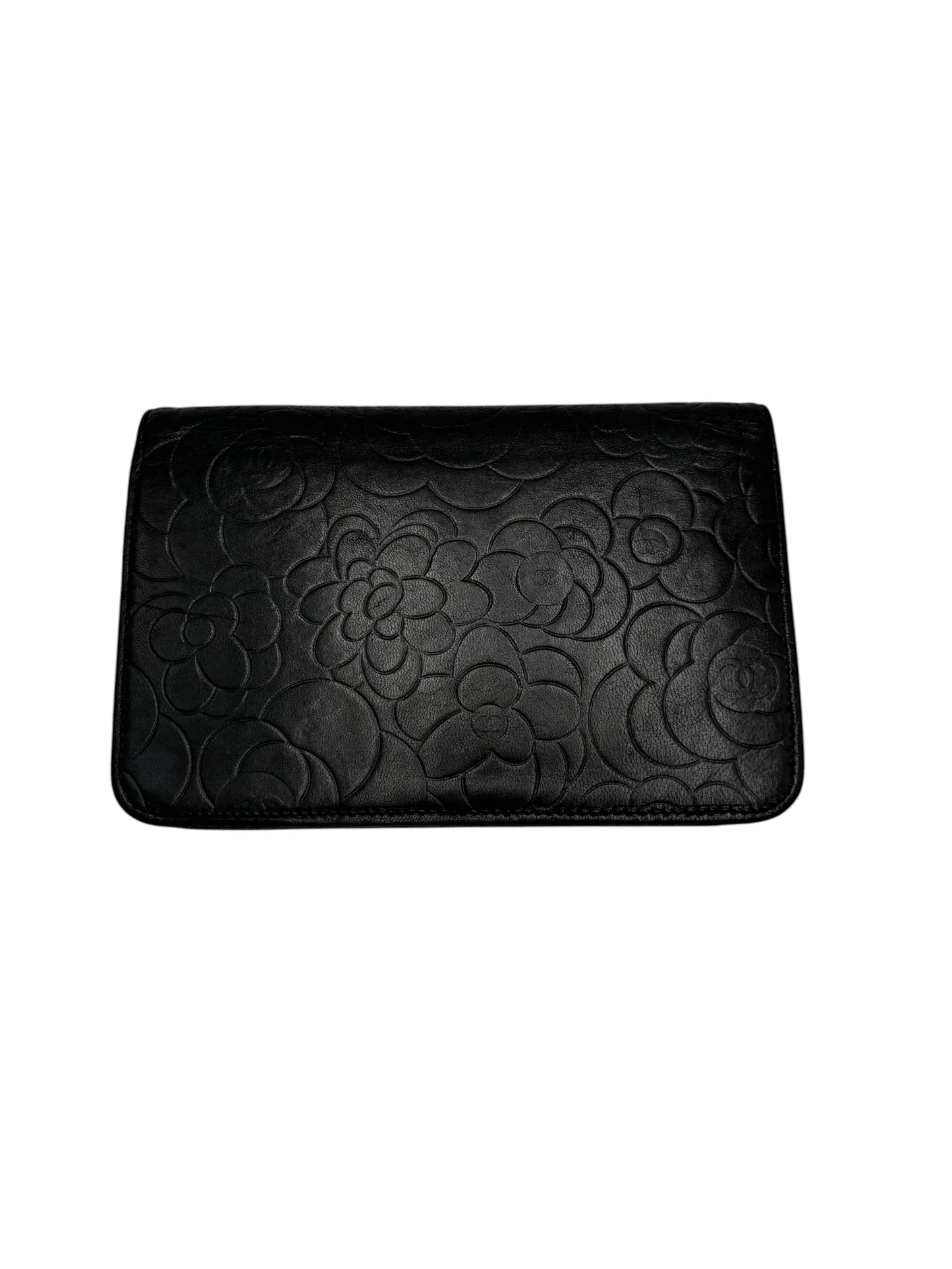 Chanel Sweet Camellia Wallet on Chain Quilted Lambskin, Black, Leather, Shoulder Bag
