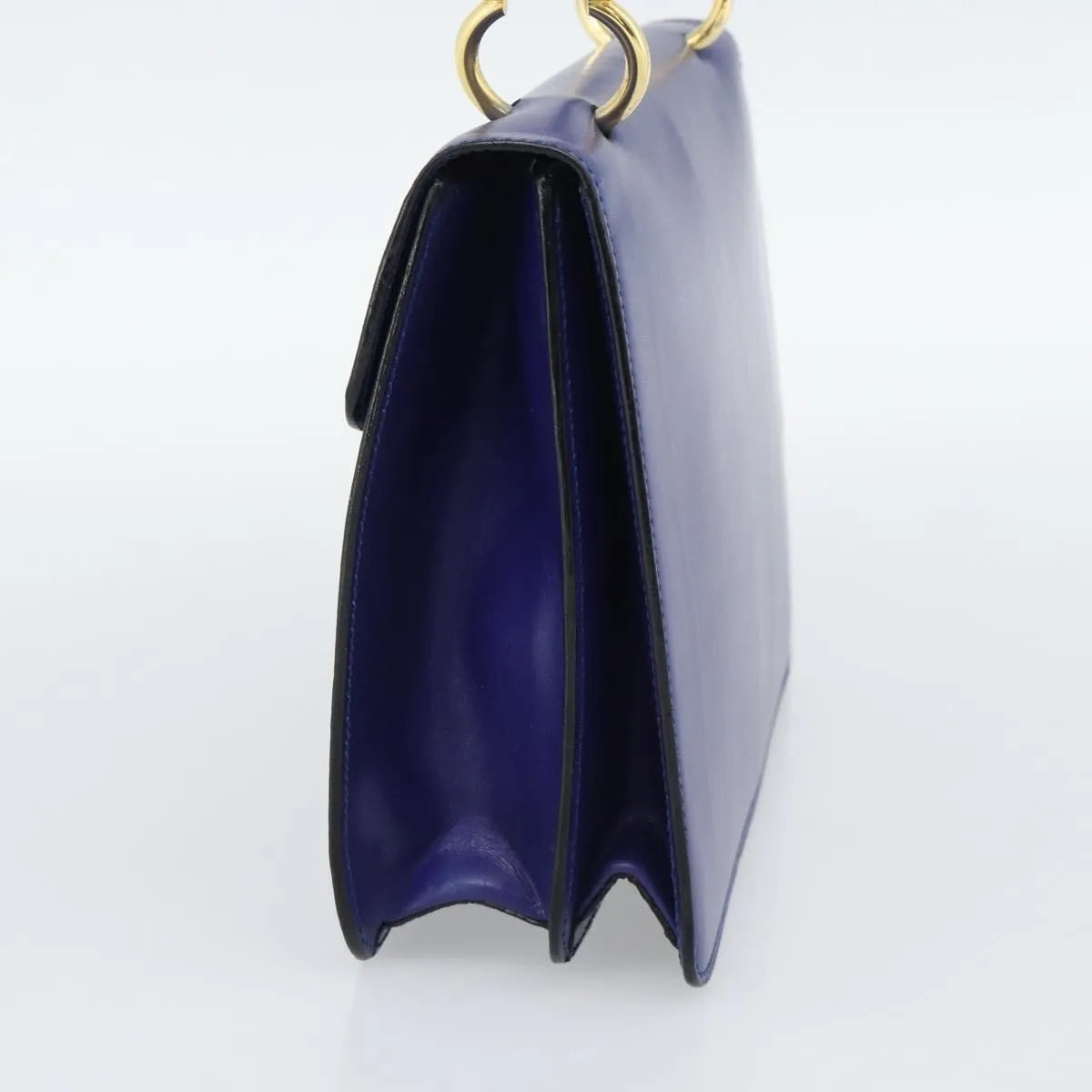 Celine Vintage Carriage Top Handle Leather, Blue, Leather, Handbag