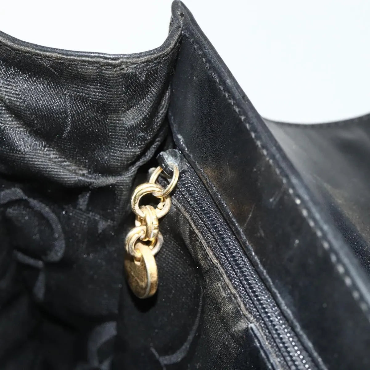 Salvatore Ferragamo Gancini Leather, Black, Leather, Handbag
