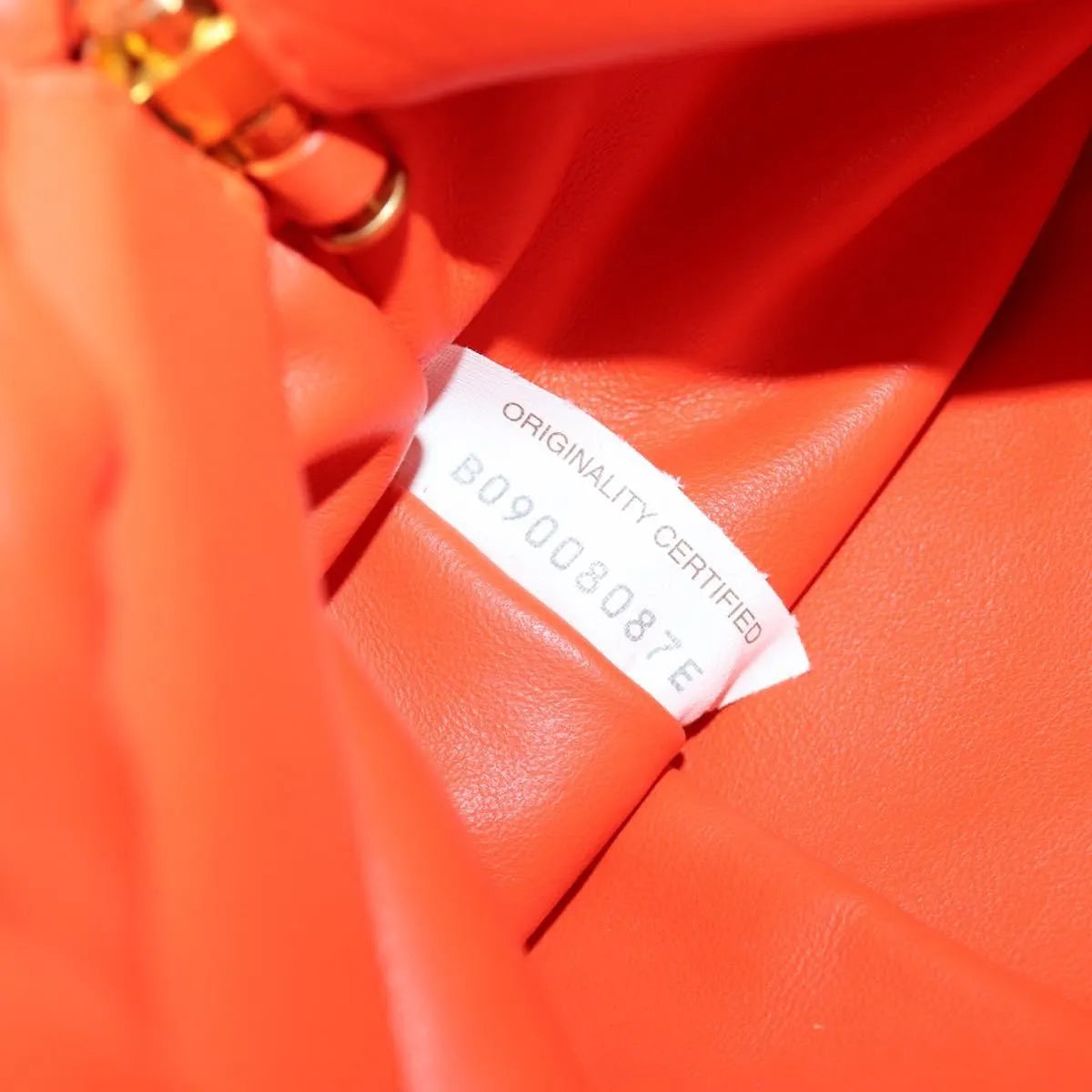 Bottega Veneta The Chain Leather, Orange, Leather, Shoulder Bag