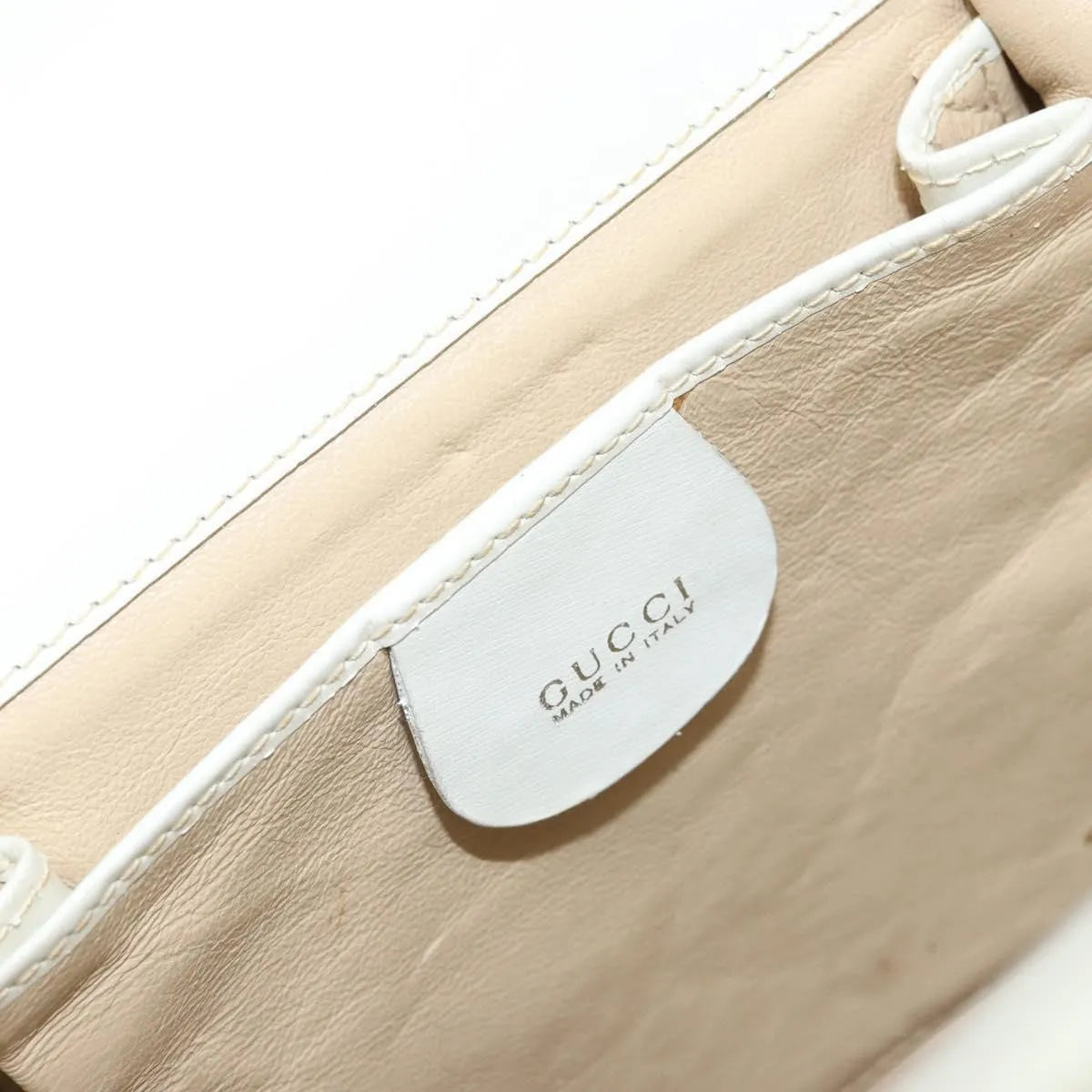 Gucci Vintage Leather, White, Leather, Handbag