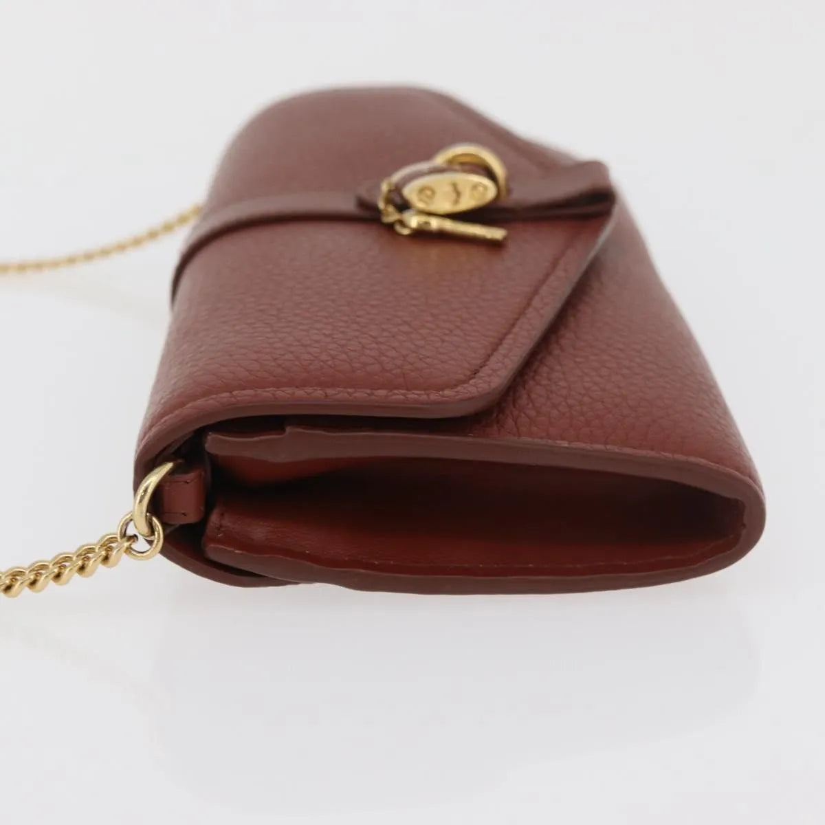 Chloe Aby Chain Leather, Brown, Leather, Shoulder Bag