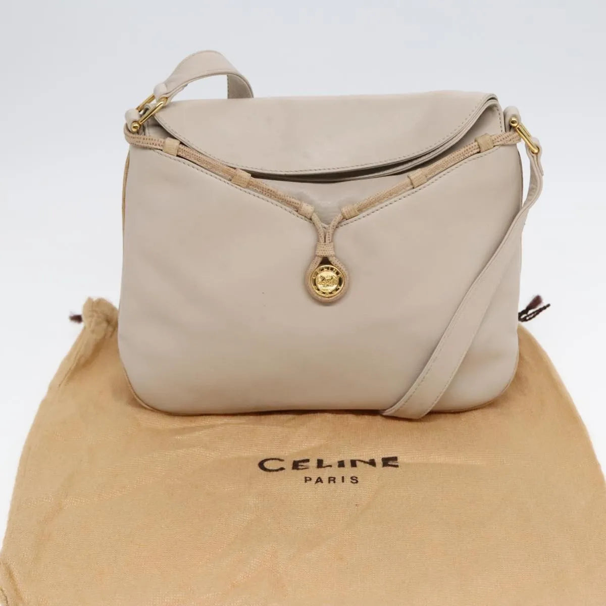 Celine Horse Carriage Leather, Beige, Leather, Shoulder Bag