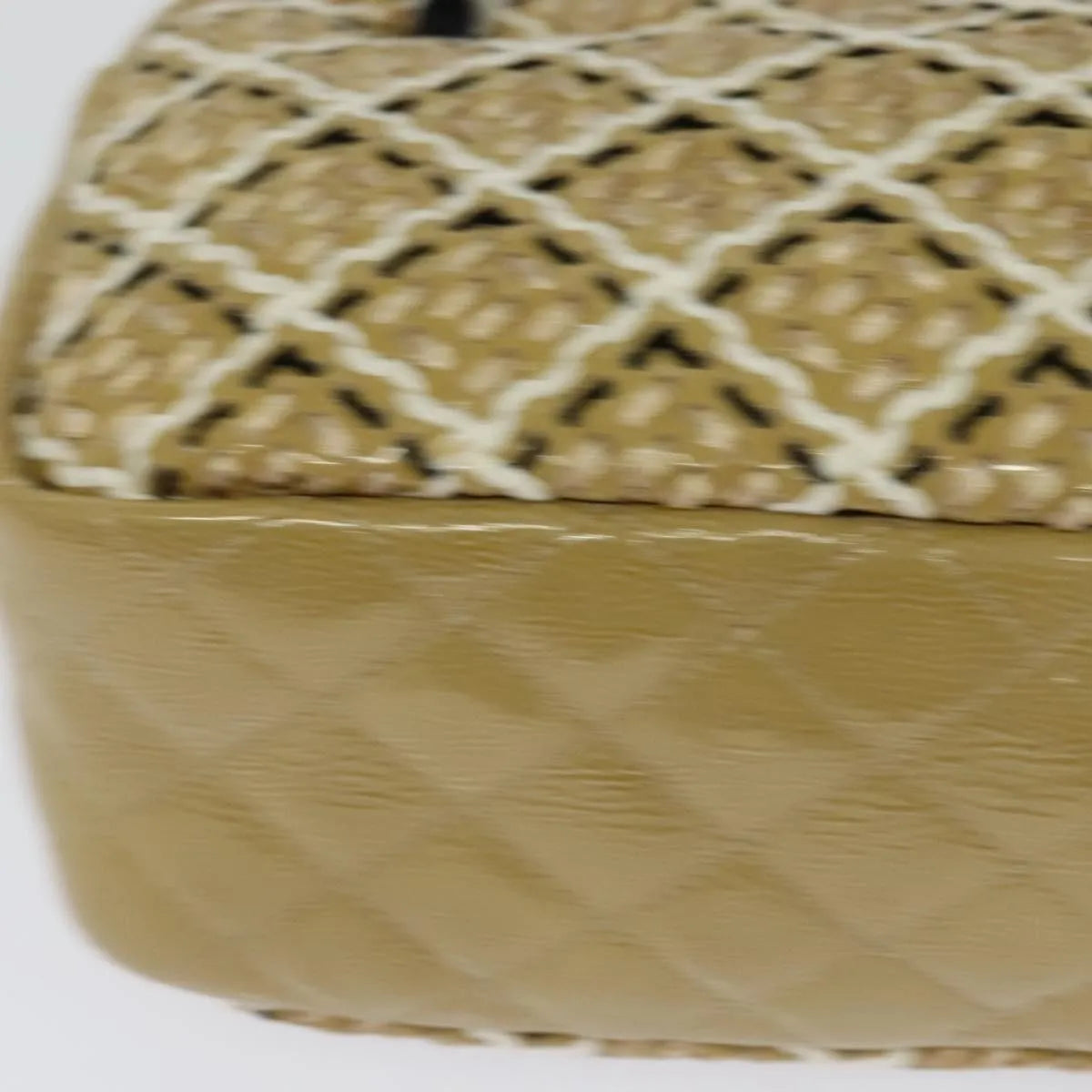 Chanel Camera Case Woven Stitch Patent, Beige, Glass, Shoulder Bag