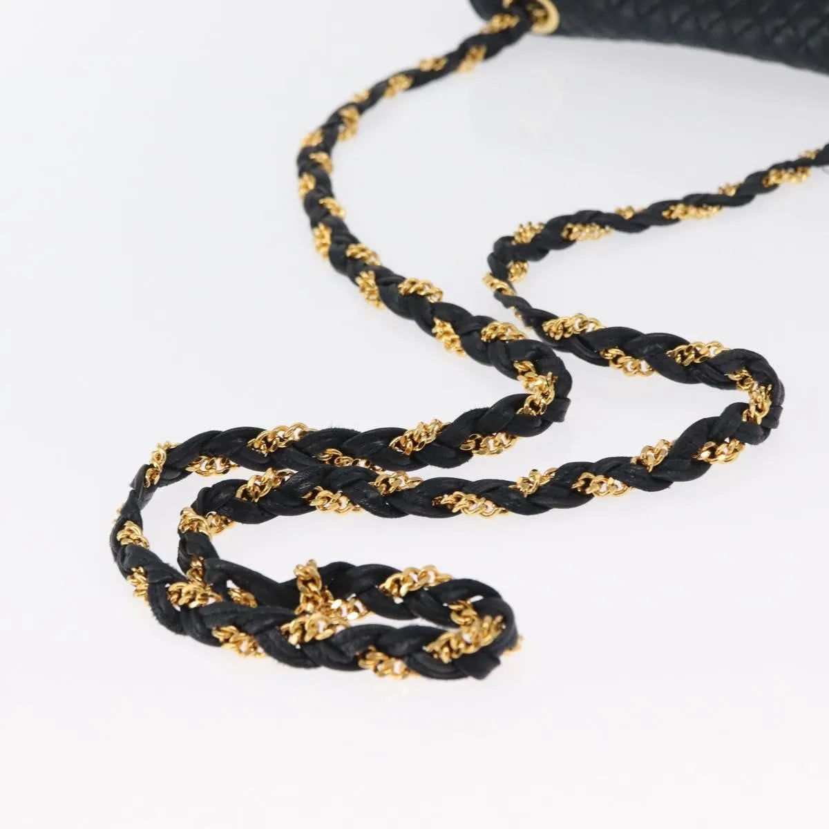 Bally Vintage Chain Quilted Leather, Navy, Leather, Shoulder Bag