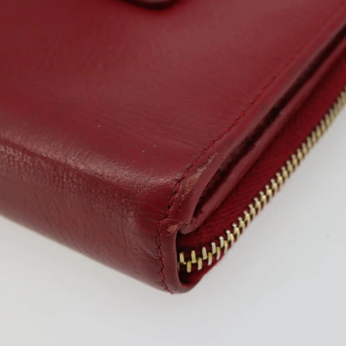 Saint Laurent Zipped Bifold Leather, Red, Leather, Wallet