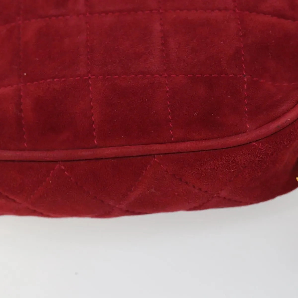 Chanel Vintage Diamond Tassel Quilted Suede, Red, Suede, Shoulder Bag