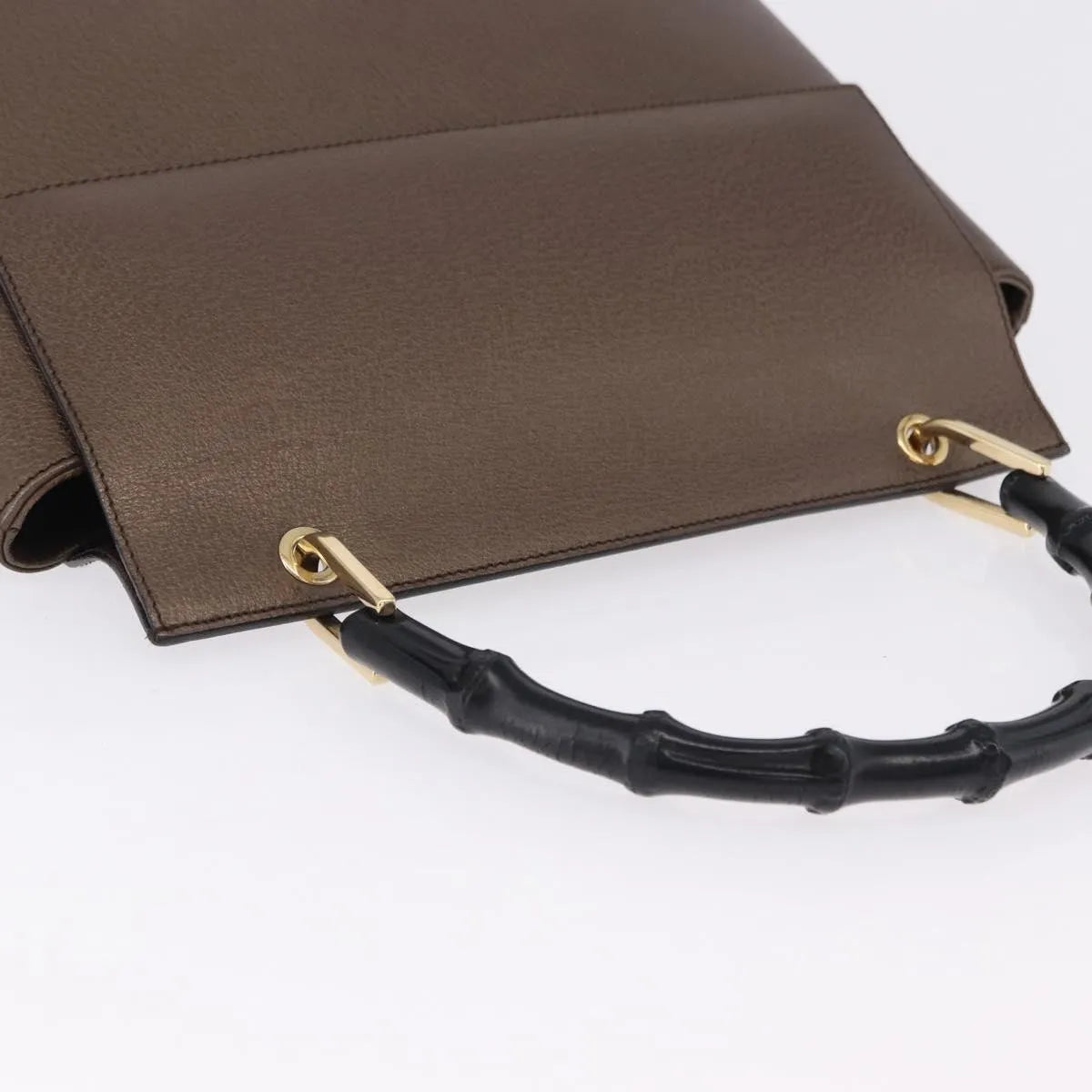 Gucci Vintage Bamboo Handle Leather, Brown, Leather, Handbag