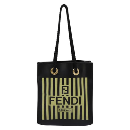 Fendi Fazzuolo Leather, Black, Leather, Tote Bag