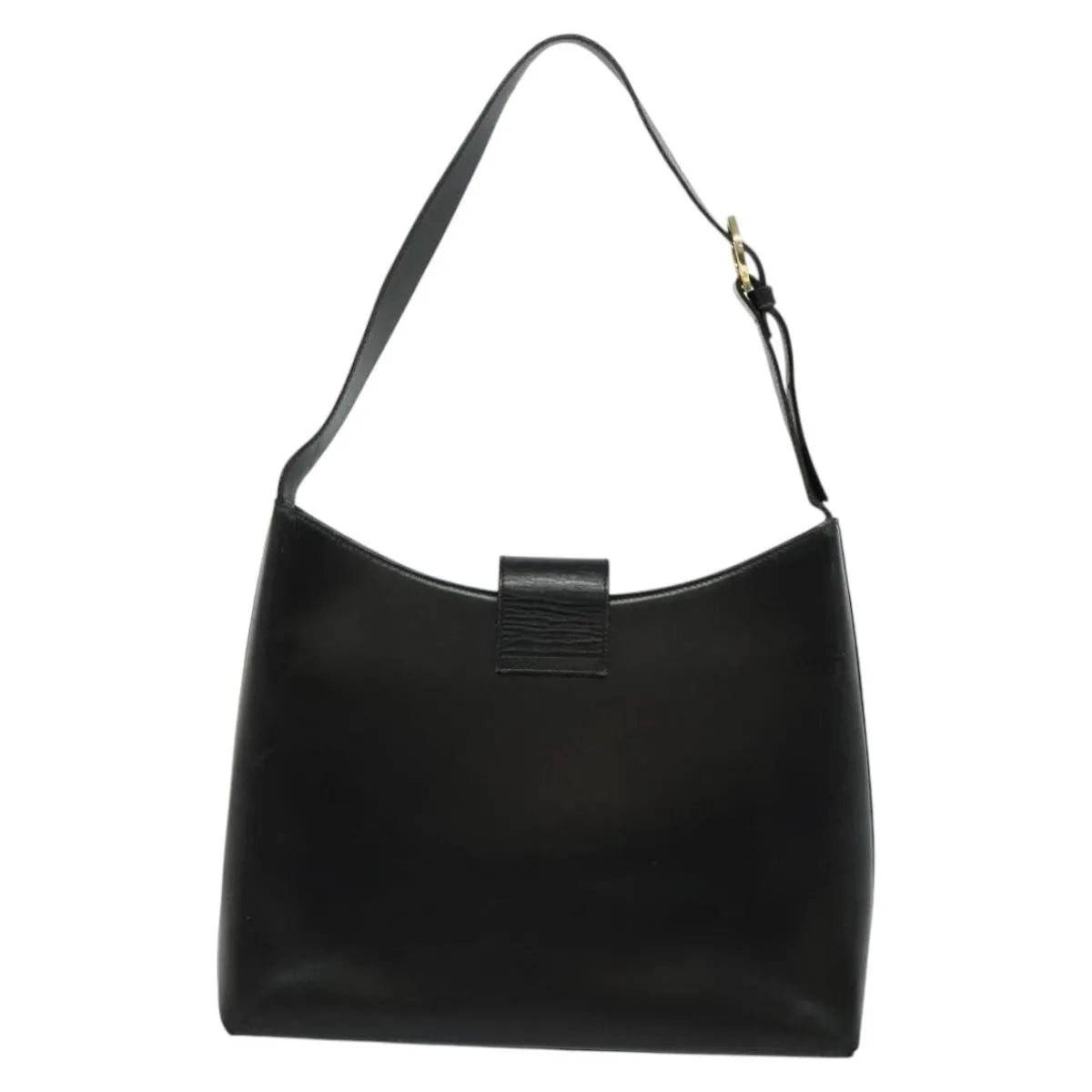 Salvatore Ferragamo Gancio Flap Hobo Leather, Black, Leather, Shoulder Bag