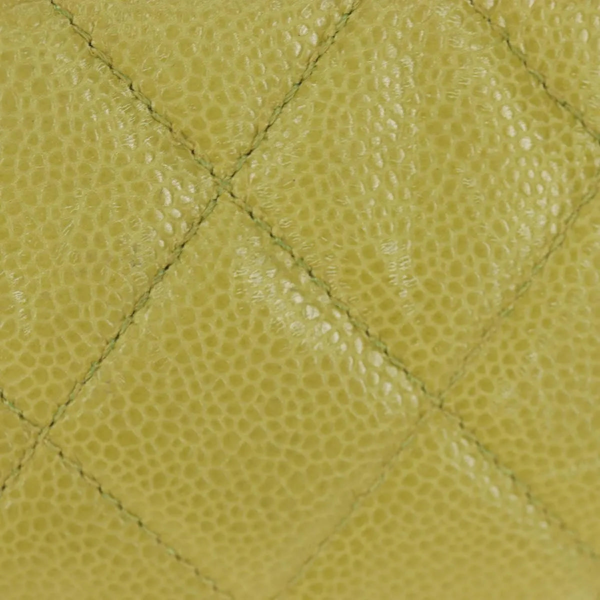 Chanel Vintage Zip Belt Quilted Caviar, Yellow, Leather, Shoulder Bag