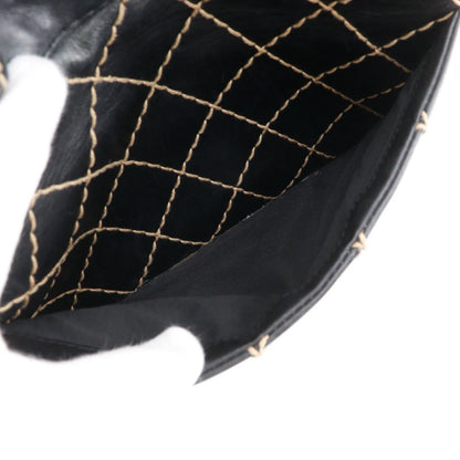 Chanel Surpique Boston Quilted Leather, Black, Leather, Handbag