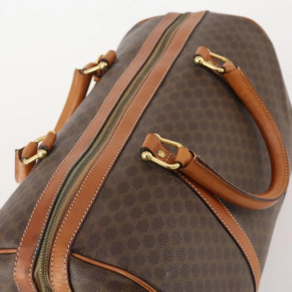 Celine Vintage Duffle Canvas and Leather, Brown, Canvas, Travel Bag