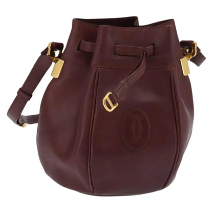 cartier Must de cartier Leather, Burgundy, Leather, Shoulder Bag