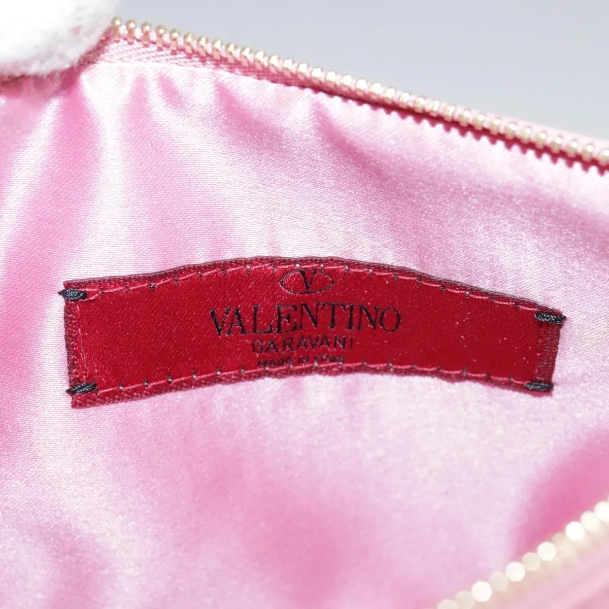 Valentino Garavani Pochette Leather, Pink, Leather, Clutch