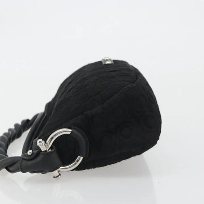 Salvatore Ferragamo Gancini Hobo Leather, Black, Cotton, Handbag