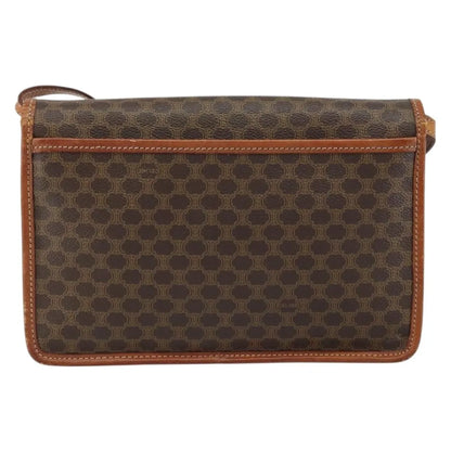 Celine Vintage Macadam Circle Logo Canvas and Leather, Brown, Canvas, Shoulder Bag