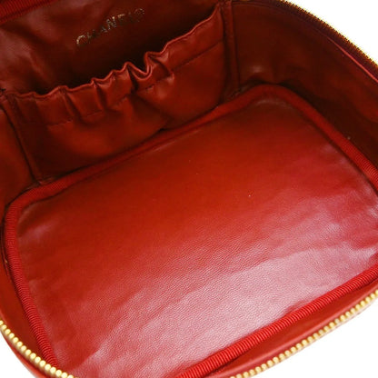 Chanel Vintage Timeless Cosmetic Case Caviar, Red, Leather, Handbag