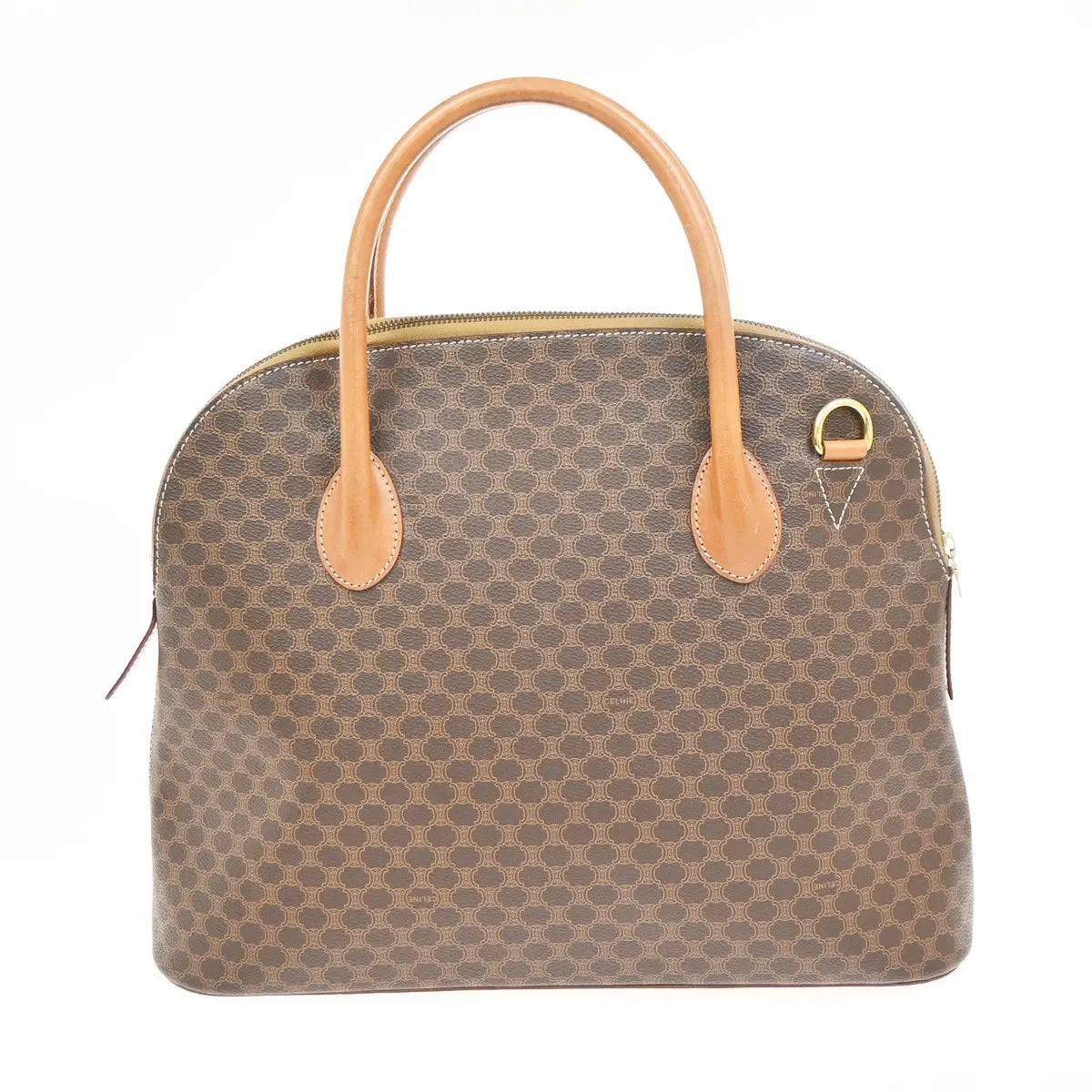 Celine Vintage Macadam Canvas and Leather, Brown, Canvas, Handbag
