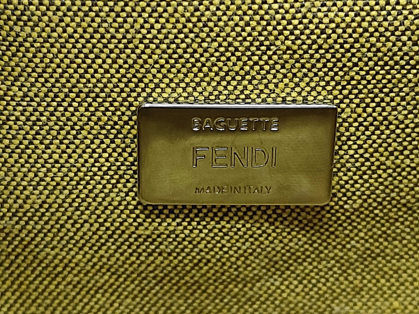 Fendi Baguette Leather, Yellow, Leather, Shoulder Bag